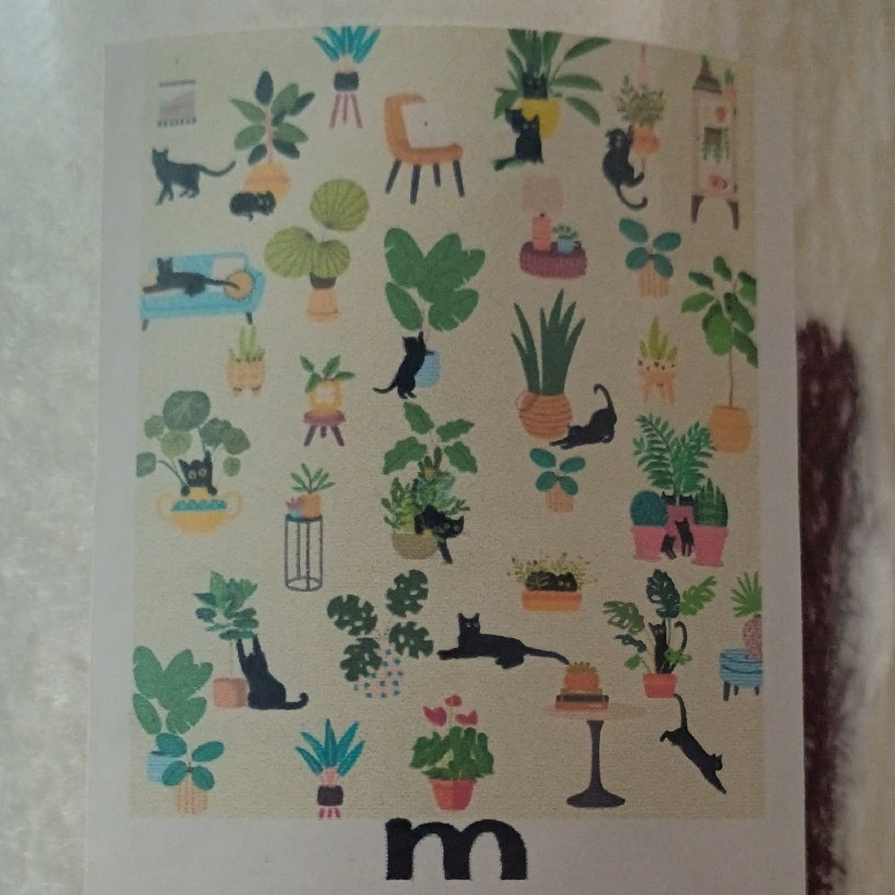 Whimsical Cat and Plant Blanket